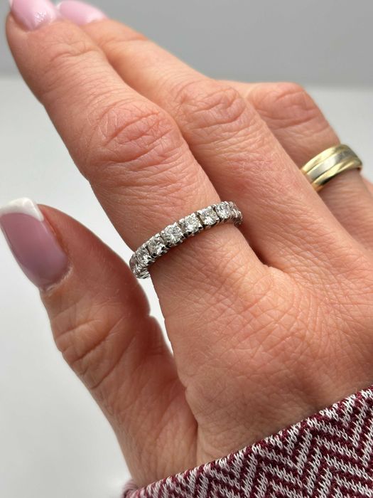 Obrączka 2,45ct z naturalnymi diamentami, pierścionek eternity certyfikat