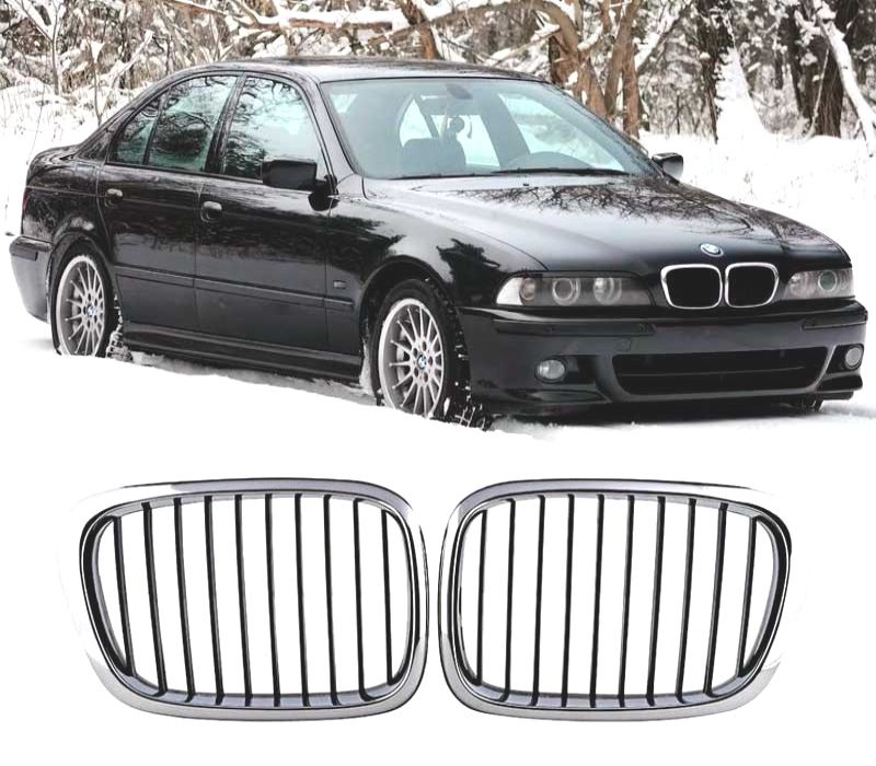 GRELHAS FRONTAIS PRETO CROMADAS BMW E39