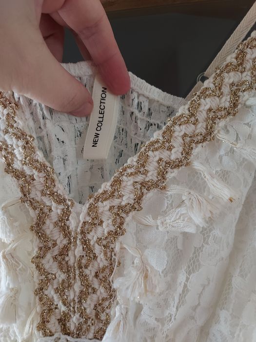 NOWA 36-38 New Collection ecru koronka złota