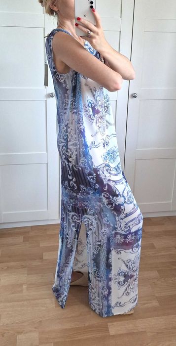 Nowa Długa Sukienka Narzutka Plażowa z Pięknym Wzorem Bandolera L/XL