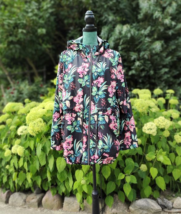 Kurtka wiosenna letnia Primark 42 44 XL kolorowe kwiaty cienka