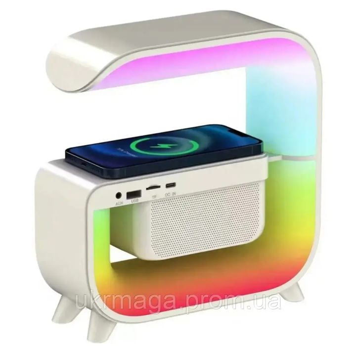 Ночник аккумуляторный RGB G 3 с беспроводной зарядкой 15W и Bluetooth