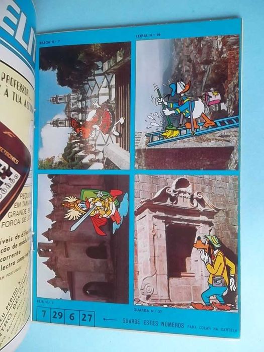 Revistas Disney com folha de cromos "Conheça Portugal", ver fotos.