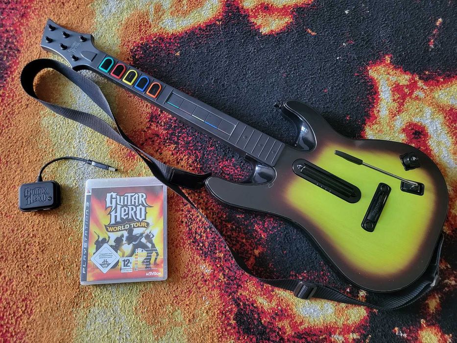 Gitara PS3 Playstation 3 + Odbiornik + Gra Guitar Hero World