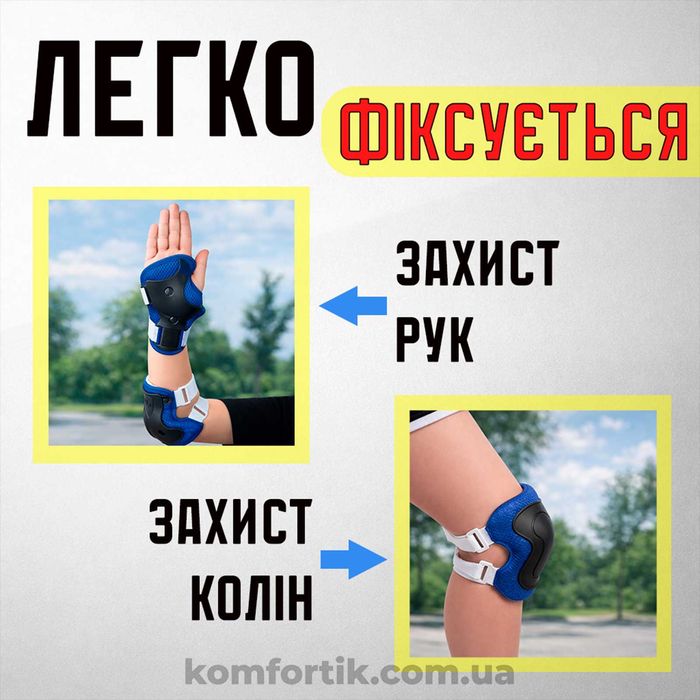 Набір дитячого захисту Дитячі комплекти захисту шолом наколінники налокітники наладонники для дитини 7 в 1 для хлопчика синій