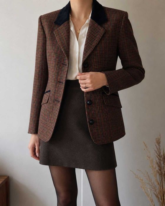 Marynarka retro Squirrel Vintage– krata, rozmiar 40/L