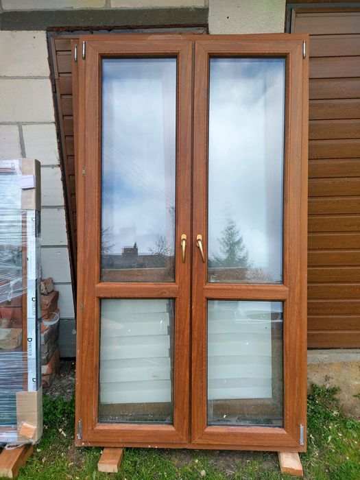 Drzwi , okno balkonowe złoty dąb 2 szt