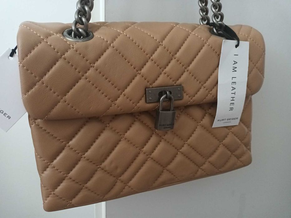 Nowa torebka oryginalna skórzana beżowa Kurt Geiger