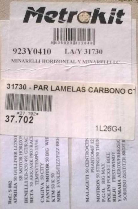 LAMELAS DECARBONO,COMPETIÇÃO METRAKIT PARA YAMAHA DTLC 50 CM3