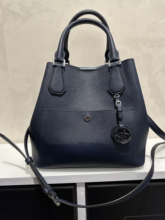 oryginalna michael kors saffiano niebieska torebka worek na ramie
