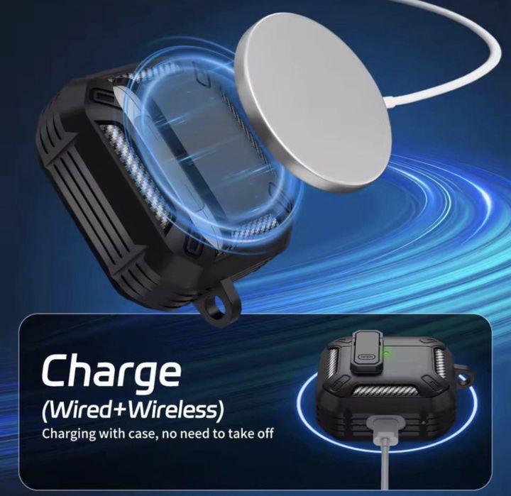 Чехол Кейс для Наушников  Air Pods 2 pro/3/ 4 carbon Карбон+Карабін
