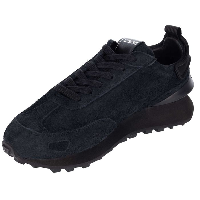 ICEBERG skórzane męskie sneakersy NOWOŚĆ BLACK LOOP