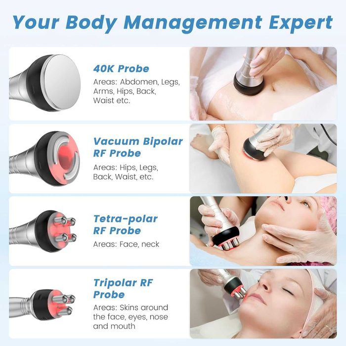 Aparelho de Cavitação 4 em 1 Radiofrequência corporal e facial