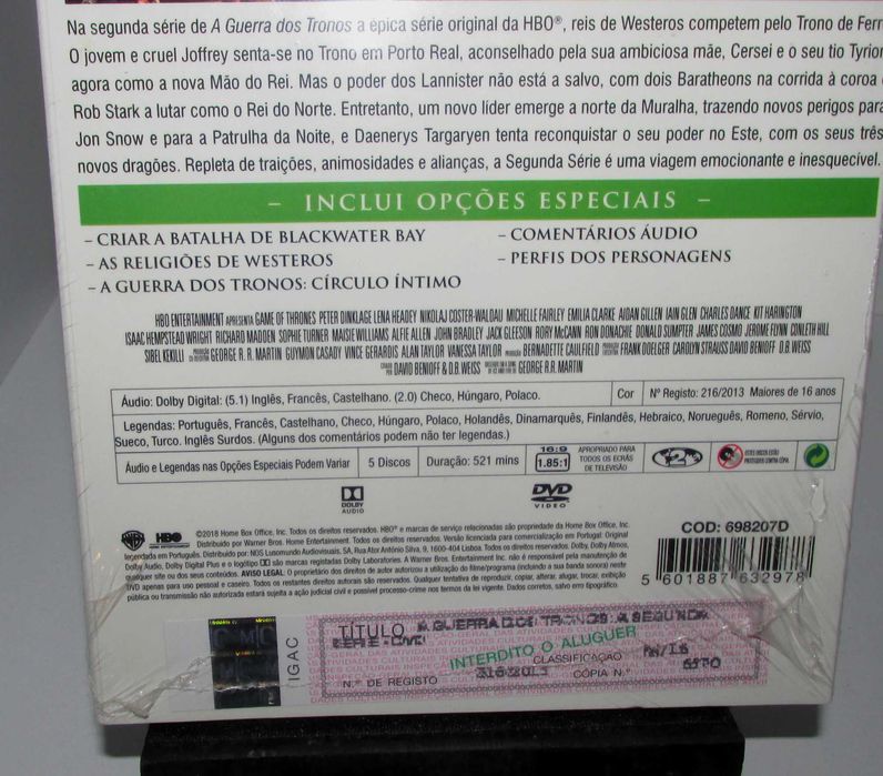Game of Thrones Season 2 DVD NOVO/SELADO