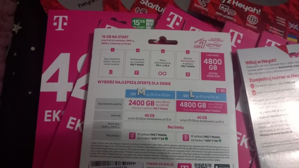 10 starterów kart startowych t-mobile/heyah