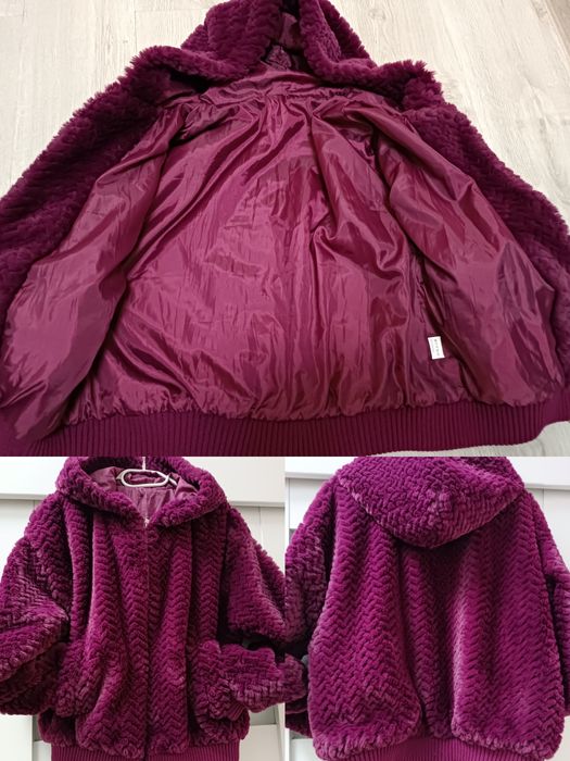 Futerko kurtka futerkowe miś Teddy przejściowa wiosna jesień zima śliw