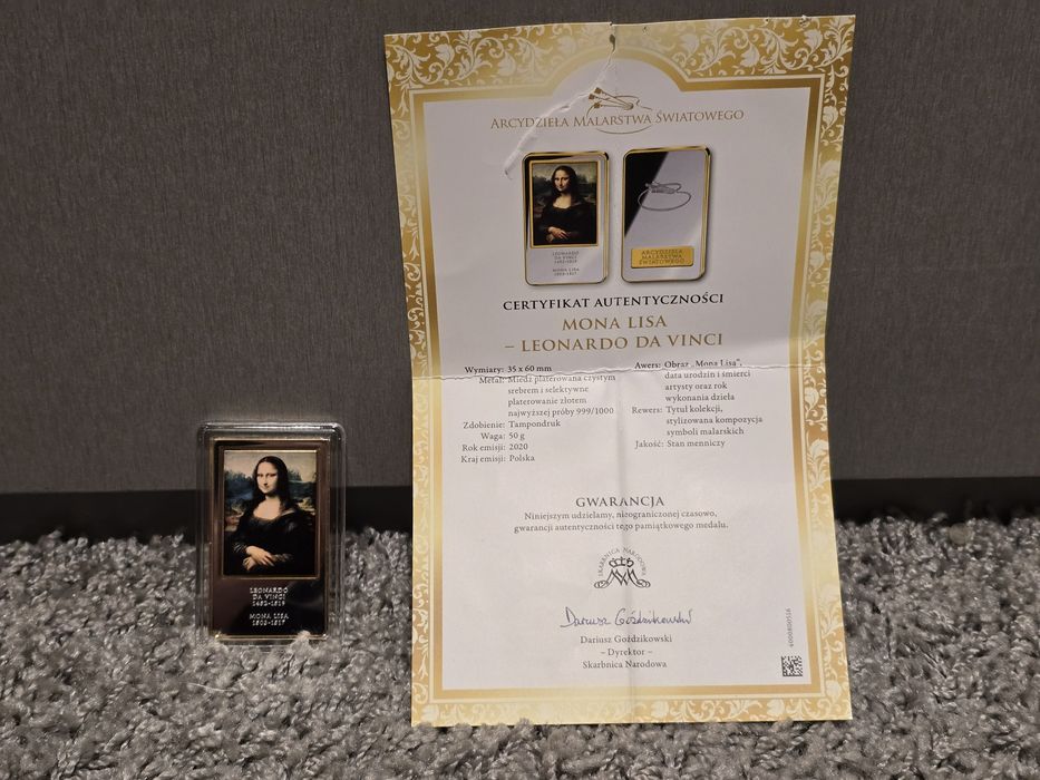 Zestaw sztabek kolekcjonerskich – Mona Lisa + Bitwa pod Grunwaldem | c