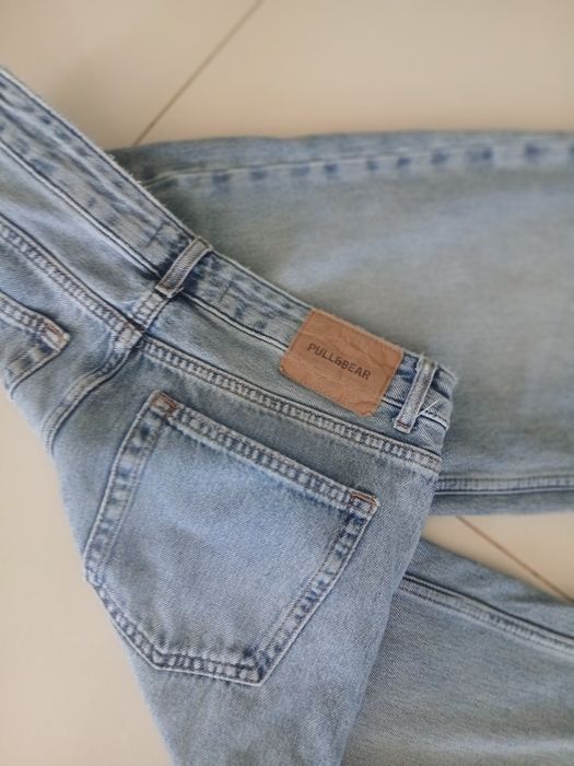 Pull&Bear bermudy młodzieżowe damskie 32 jeansowe szerokie spodnie 34
