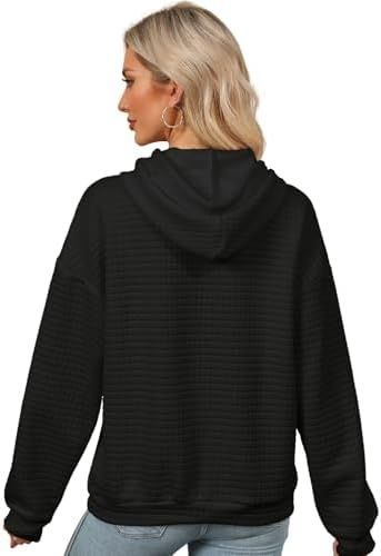 Bluza damska Decorie czarna oversize waflowa struktura kangurka  XL