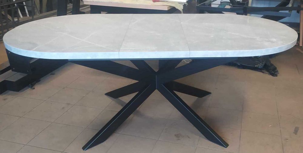 Stół rozkładany, owalny, pająk, krzyżak, metal,loft 180 do 290 /100/76