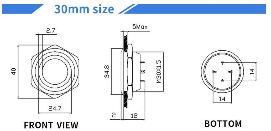 Botões de pressão aço inox 22mm e 30mm (NOVOS)