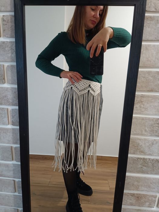 Макраме. Припинда - пояс з натурального бавовняного шнура.