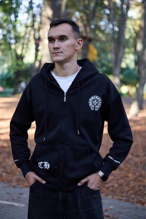 Чоловіче зіп худі чорне ChromeHarts