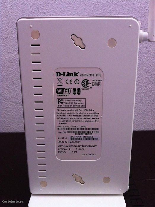 Modem router D-LINK DVA-G3170i/PT (POTS) completo