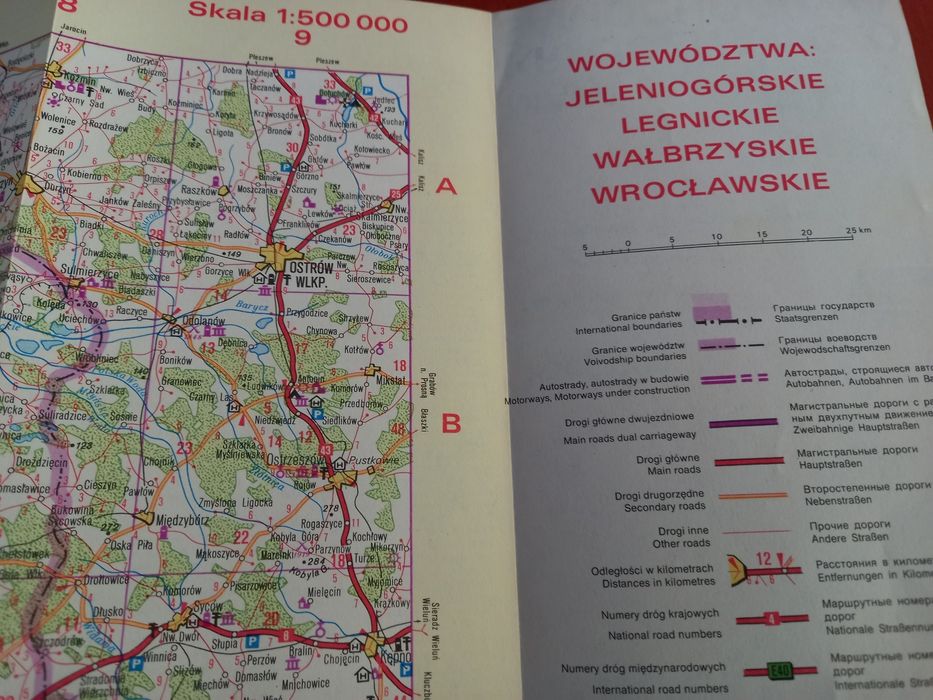 Mapa Krajoznawczo Samochodowa Województwa Jeleniogórskie 1994rok