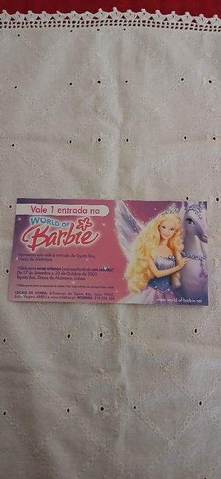 Bilhete World of Barbie, de 2005