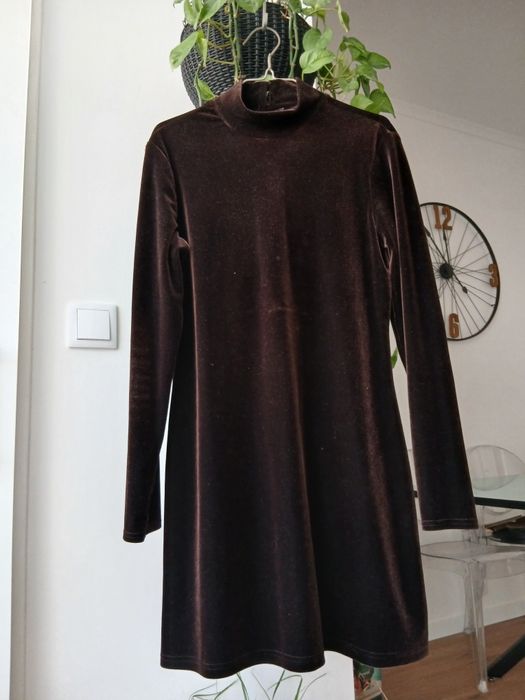 Vestido veludo castanho m