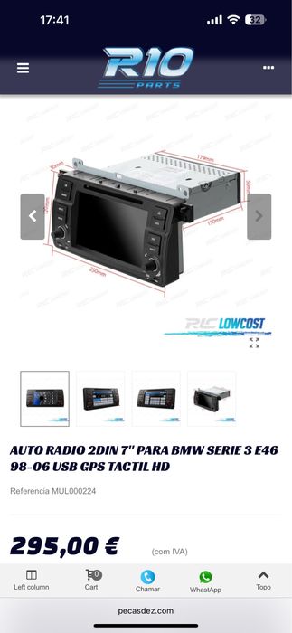 Auto Rádio 2DIN 7 polegadas compatível com a BMW série 3 E46 - 150€