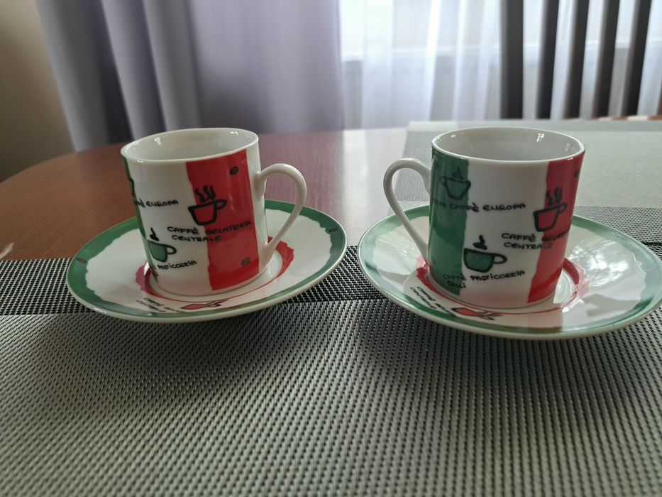 2 filiżanki ze spodkami do espresso z motywem włoskim  Flirt by R&B