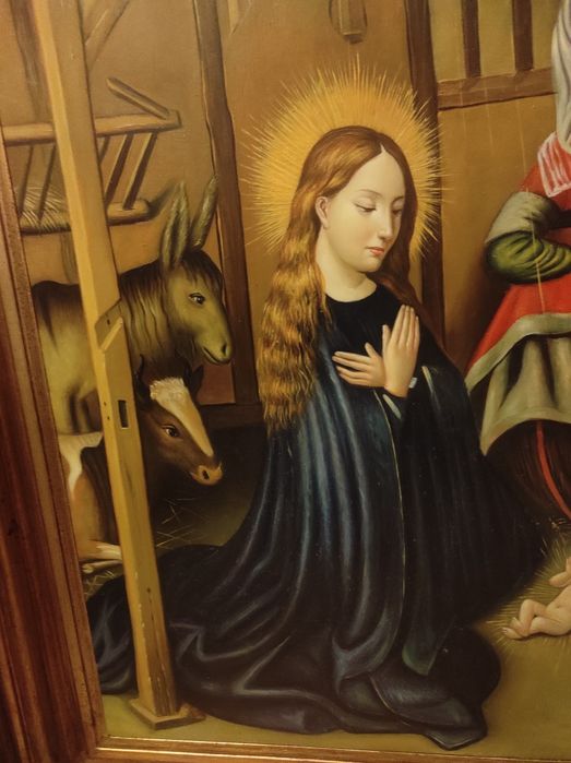 Pintura  presépio a óleo sobre madeira