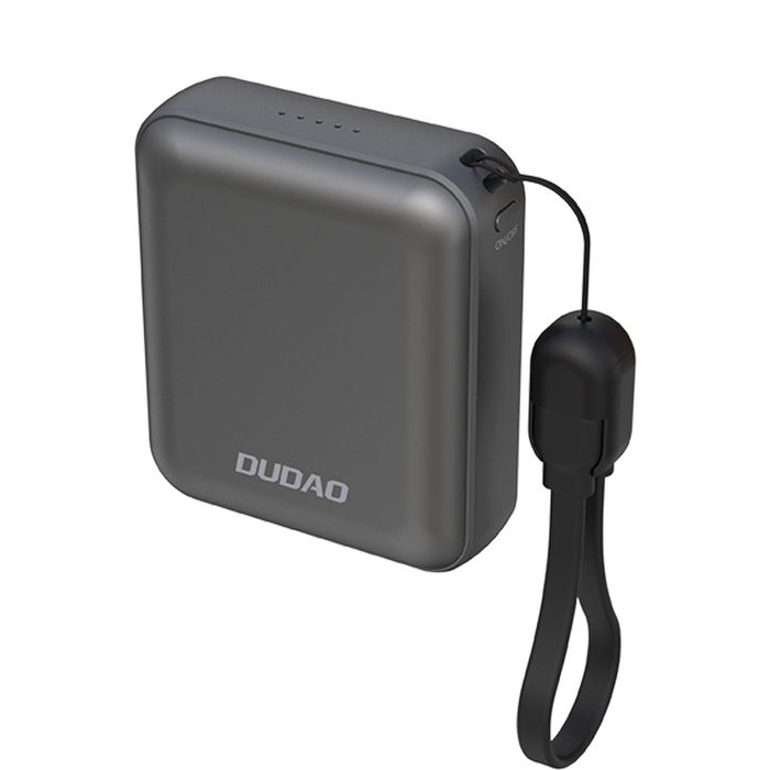 Powerbank ultrakompaktowy Dudao K22+ 10000mAh 22.5W USB-C z zawieszką / kablem - szary