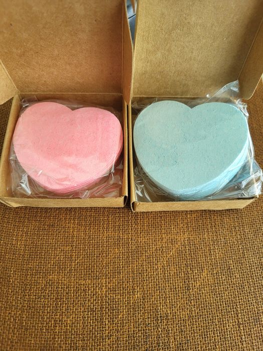 Esponjas Faciais Coração / Rosa + Azul (40 Unid)