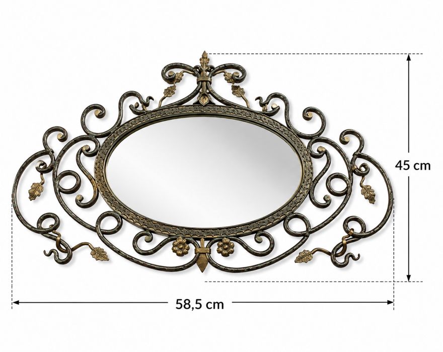 Espelho oval antigo de metal