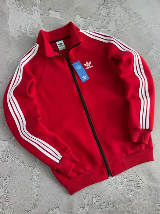 Тепла спортивна кофта Adidas на флісі (олімпійка / мастерка / zip)