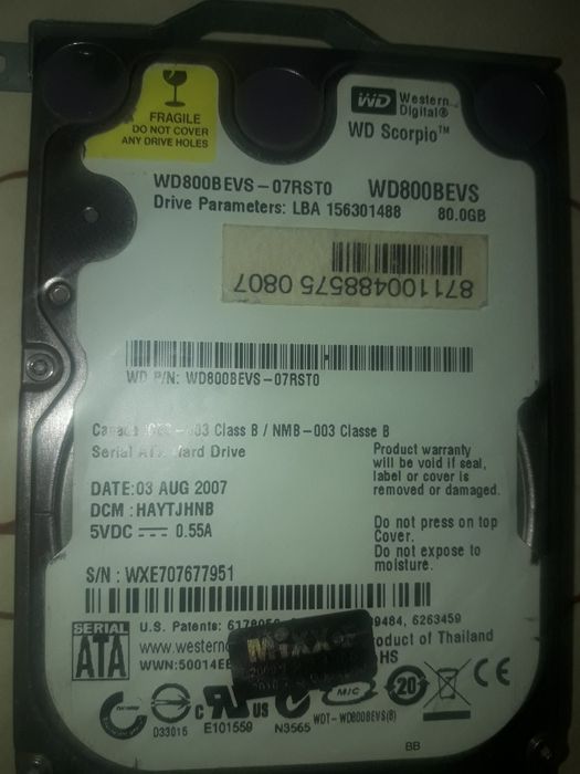 Hdd для ноута 80 гігабайт рідкісний робочий