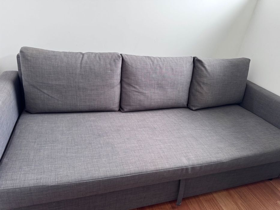Sofá cama ikea 3 lugares cinza