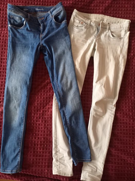 Фирменные джинсы розовые белые Denim