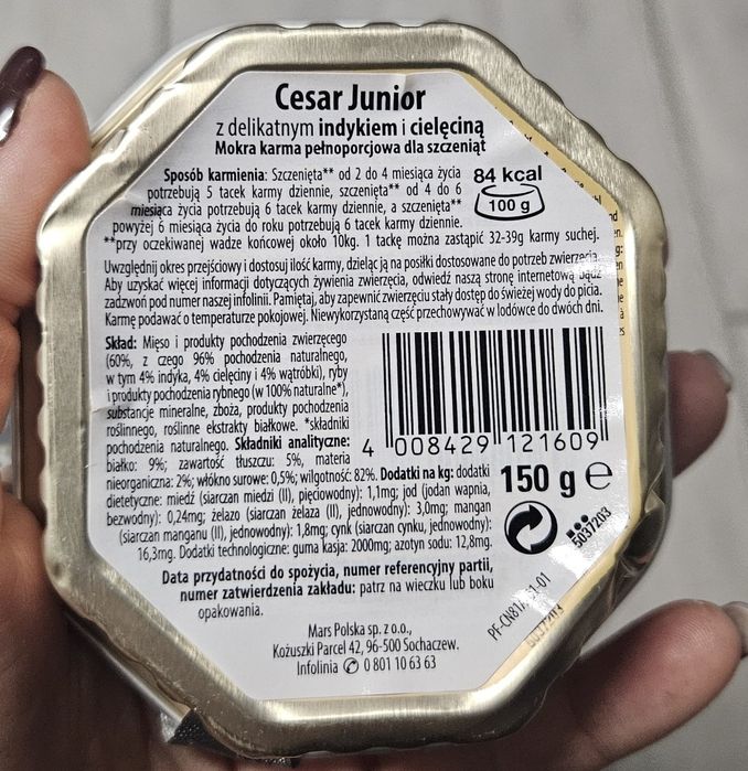 Karma dla psa Cesar Junior 150 g, 42 szt