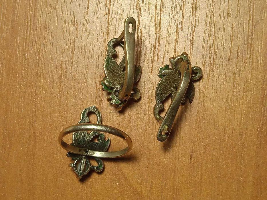 комплект кільце та сережки з мельхіору з опалом