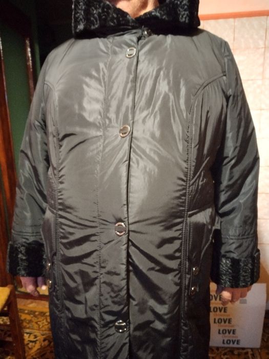 Пальто великий розмір, чорне зимове