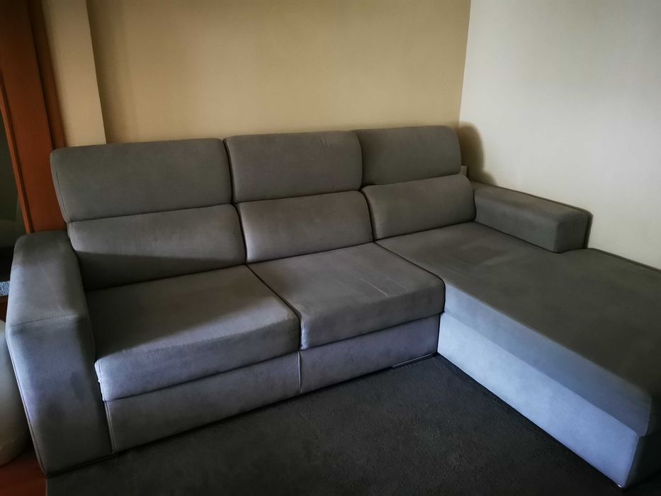 Sofá chaise longue - cinza claro - usado bom estado