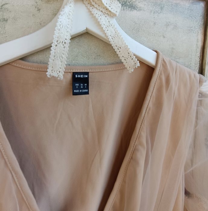 Body S biust 43x2 neo romantyzm tiul balletcore mesh bell sleeves coquette