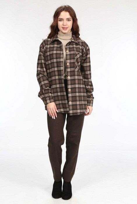 Сорочка 024 шоколадний клітинка байка