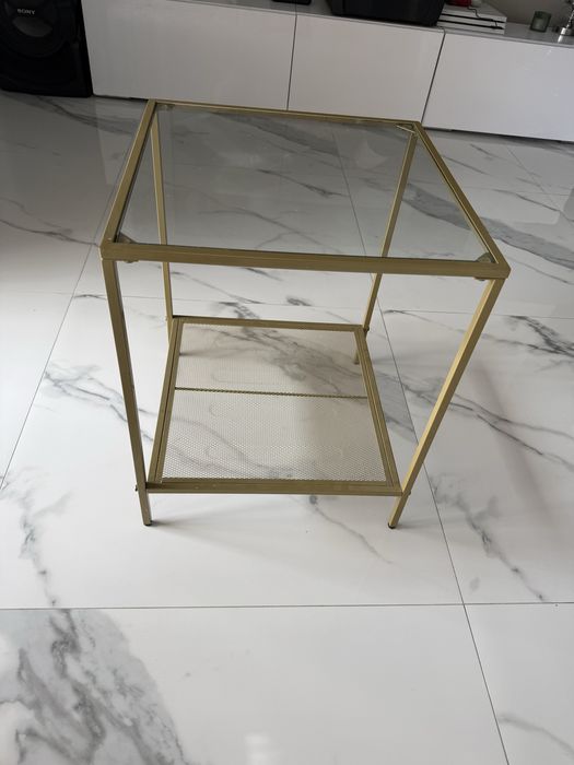 Zloty stolik lawa szklana gold glamour