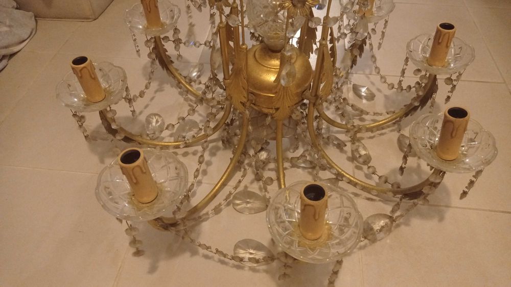 Lustre, Candeeiro em Bronze e Cristal estilo Frances