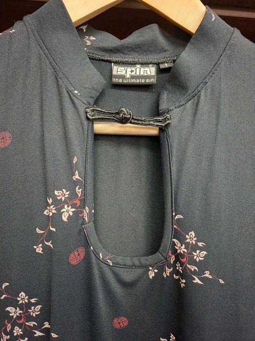 Vestido comprido estilo japonês de manga curta